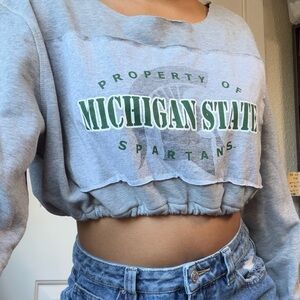 Gray Michigan State Cropped Sweatshirt
